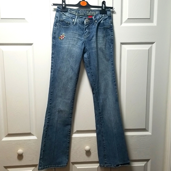 Vanilla Star Platinum Enbroided Jean's Size 1 - Picture 2 of 10